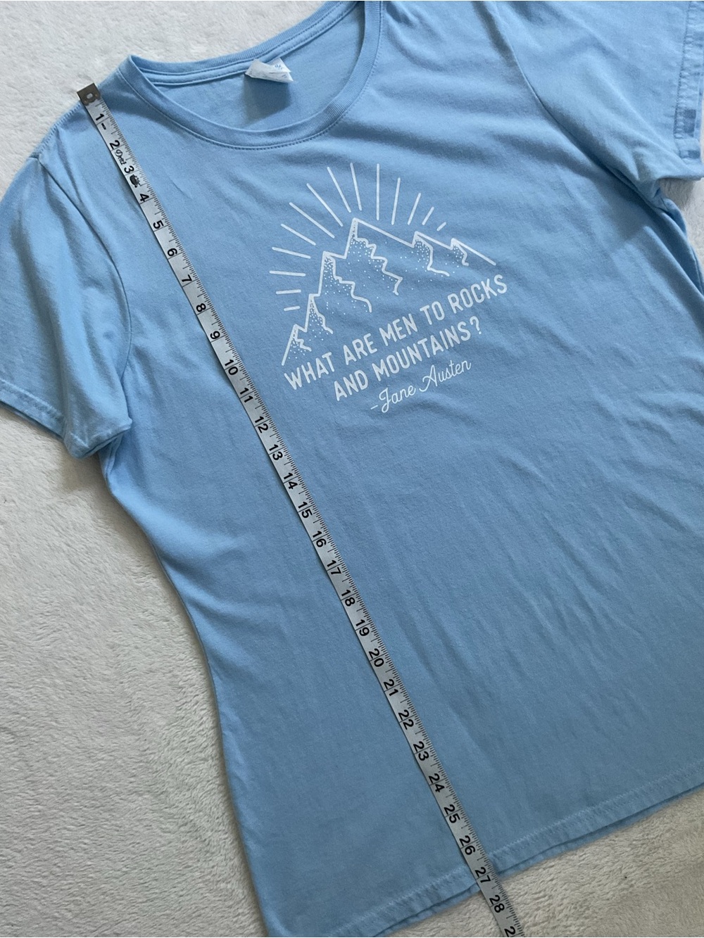 Jane Austen Quote Women’s Large Blue Graphic T-Shirt Mountains Port & Company - Picture 8 of 10